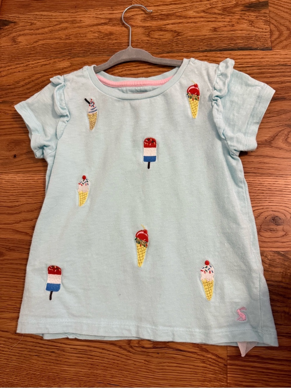 Joules Girls Gaze Short Sleeve Embroidered T-Shirt Ice Cream Popsicles Size 6